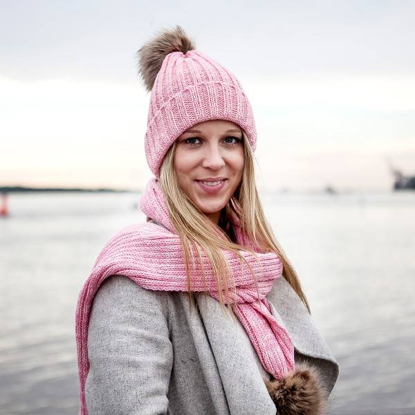 Sonia Originelli Bommelmütze Strick Kunstfell Mütze Winter Knopfverschluss Großer Ausverkauf