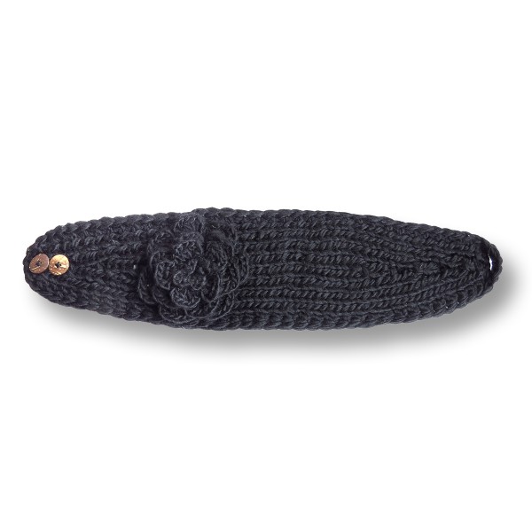Sonia Originelli Damen Stirnband grob gestrickt mit Blumenapplikation und Knöpfen Heißer Verkauf