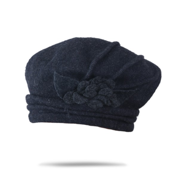 Sonia Originelli Damenhut Barett Wolle Blumenapplikation Winter warm hoher Tragekomfort Top Angebot