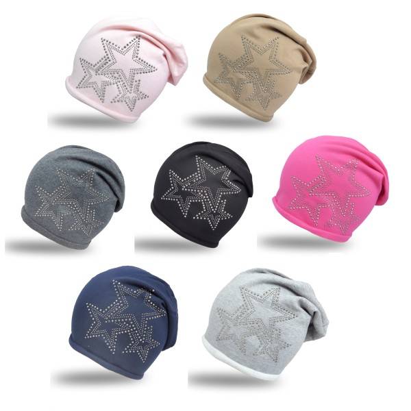 Sonia Originelli Fleece Beanie "3-Stern" Winter Nieten Premium Exklusive Angebote