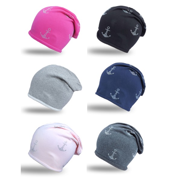 Sonia Originelli Fleece Beanie "Mini Anker Fleece" Strass Mütze Winter Premium Neuheiten