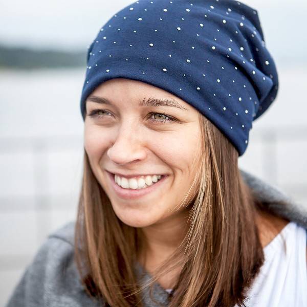 Sonia Originelli Fleece Beanie "Nieten" Steinchen Glitter Übergangsmütze gefüttert Saisonale Angebote