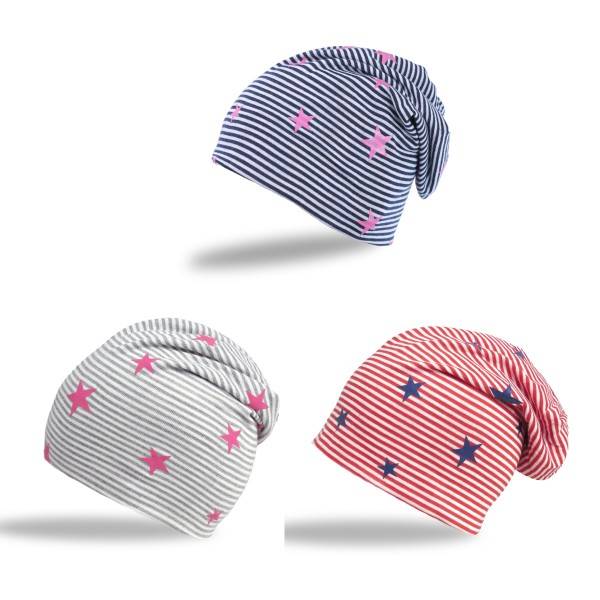 Sonia Originelli Kinder Beanie Mütze "kleine Sterne" Streifen Jersey Unisex Neueste Stile