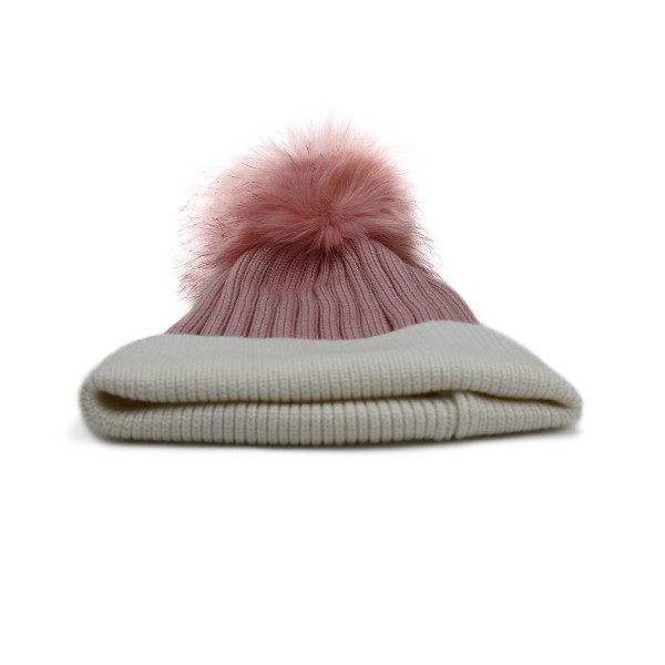 Sonia Originelli Winter Beanie Mütze "Zweiton" Kunstfell Bommel Kostenloser Versand international