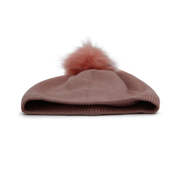 Sonia Originelli Winter Beanie Mütze mit Glitzerfasern und Kunstfell Bommel Fabrikladen