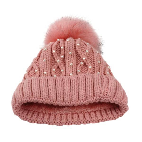 Sonia Originelli Winter Beanie Mütze Perlen Zopfmuster XL Bommel Teddyfell Begrenzt auf 3 Tage