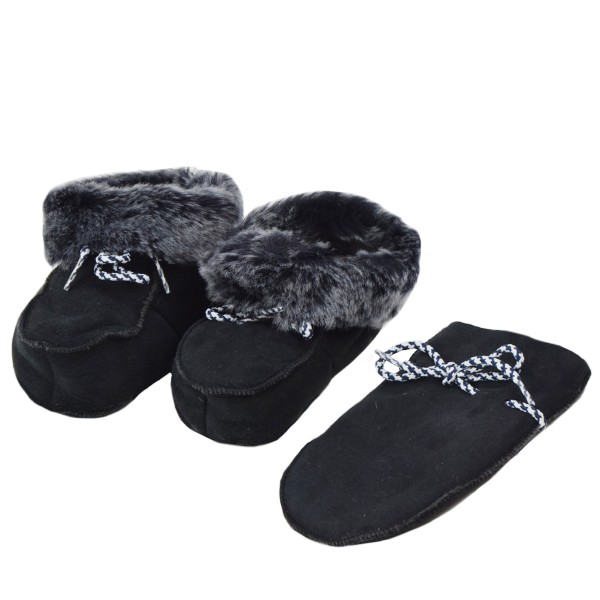 Sonia Originelli SET Baby Kleinkinder Hausschuhe Fäustel "Wölckchen" Lammfell Leder Sonderangebot
