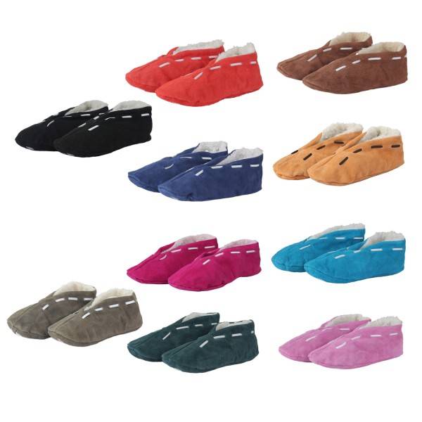 Sonia Originelli Wildlederhausschuh ABS Stopper Echt Leder Kuschelfell Preisnachlass