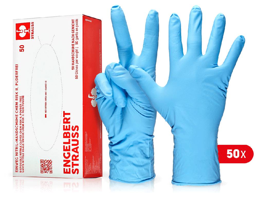Strauss Einweg Nitril-Handschuhe Chem Risk II,puderfrei 50% Rabatt mit kostenlosem Versand