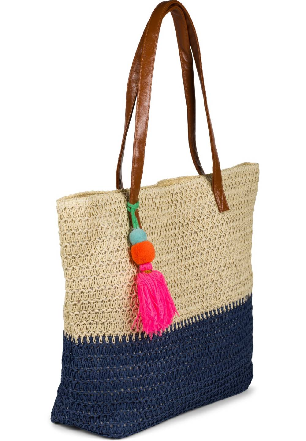 Stylebreaker Korbflecht Henkeltasche - Basttasche 2-Farbig Tiefpreis
