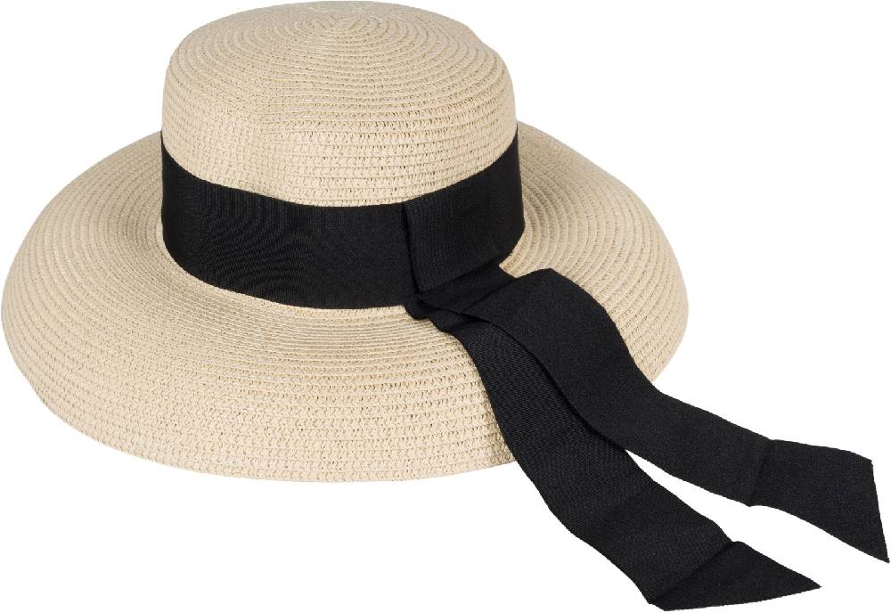 Stylebreaker Papier Strohhut mit Schwarzem Zierband Zeitbegrenzte Promotion