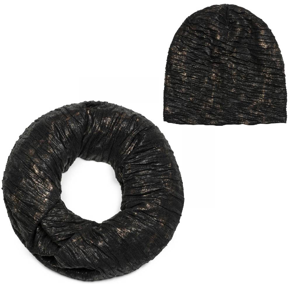 Stylebreaker Loop und Beanie Set im Antik Metallic Look mit Falten Kostenloser Versand international