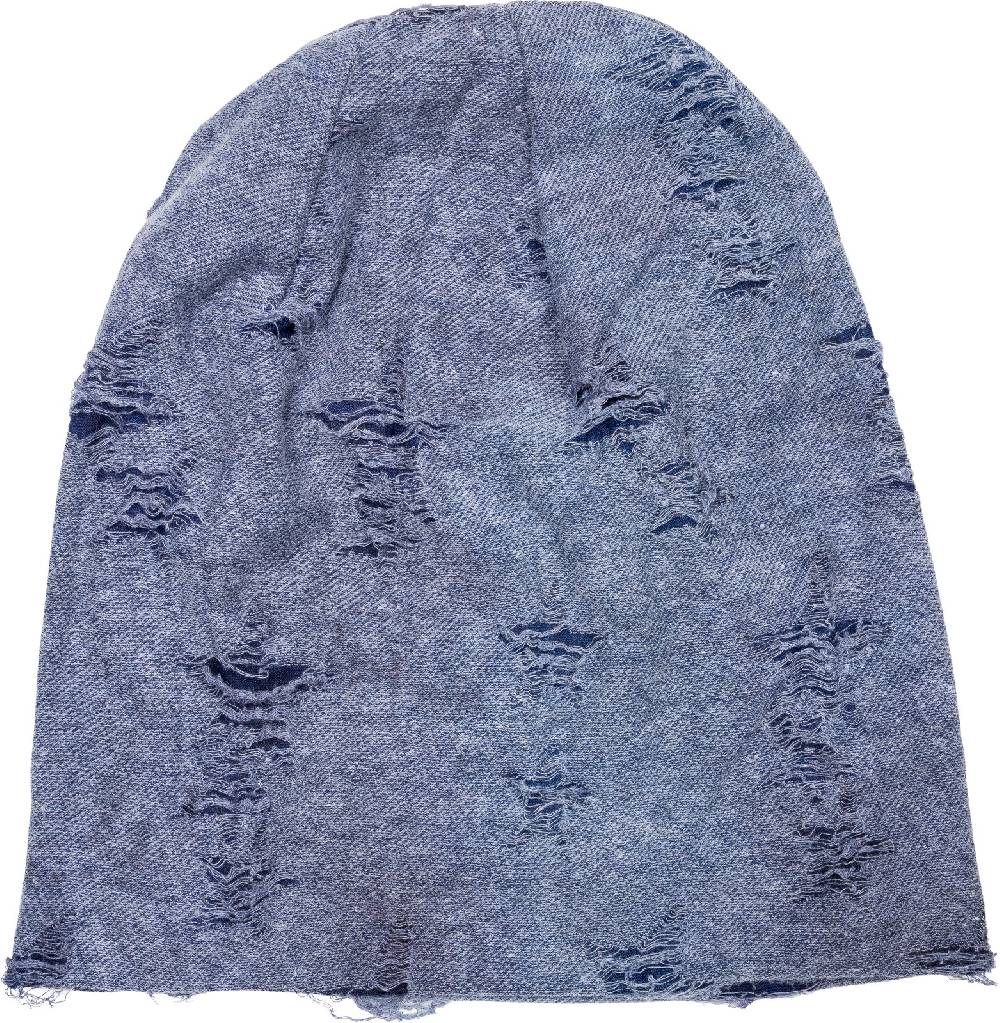 Stylebreaker Beanie Mütze Destroyed Denim Sterne Outlet