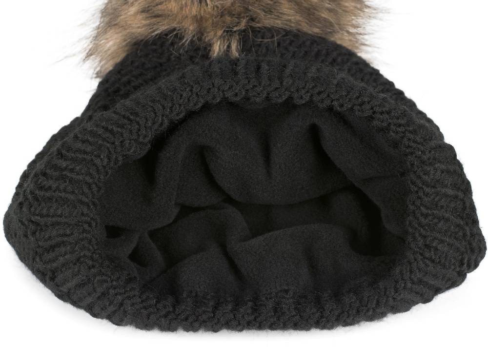 Stylebreaker Einfarbige Strick Bommelmütze mit Thermo-Fleece Valentinstagsangebot
