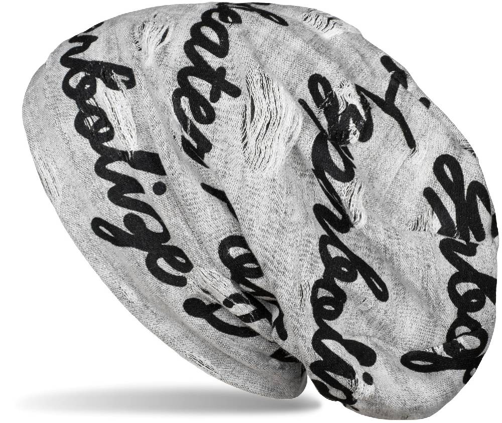 Stylebreaker Beanie mit Sprüche Print und Rissen Kauf eins, bekomm eins gratis
