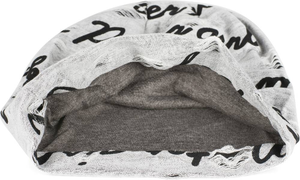 Stylebreaker Beanie mit Sprüche Print und Rissen Kauf eins, bekomm eins gratis