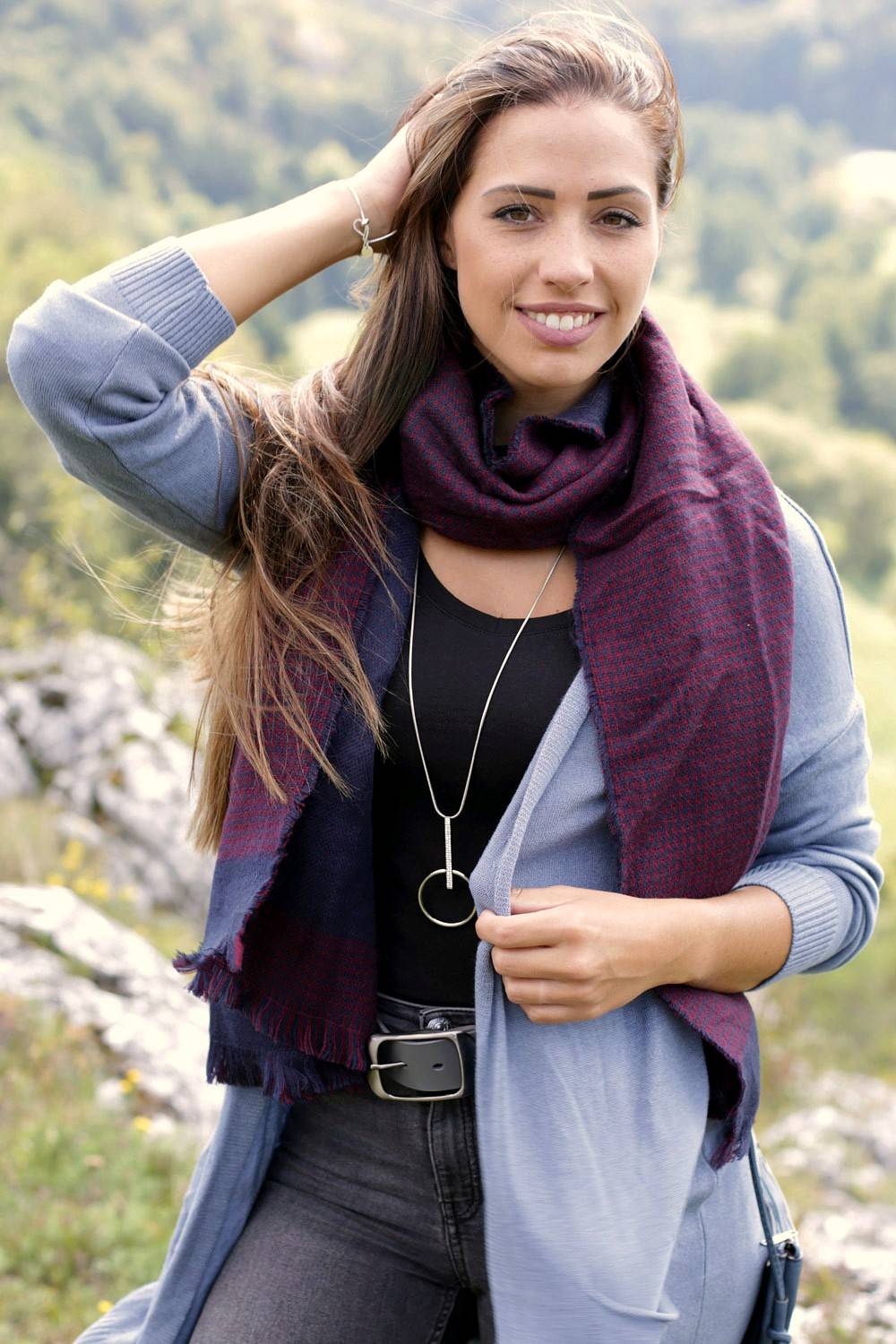 Stylebreaker Schal mit 2-farbigem Hahnentritt Muster Tiefpreis