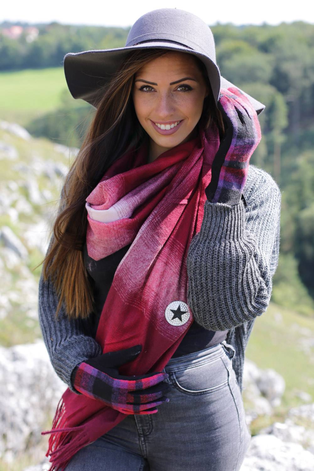 Stylebreaker Schal mit Karo Muster und Fransen Vierteljährliche Förderung