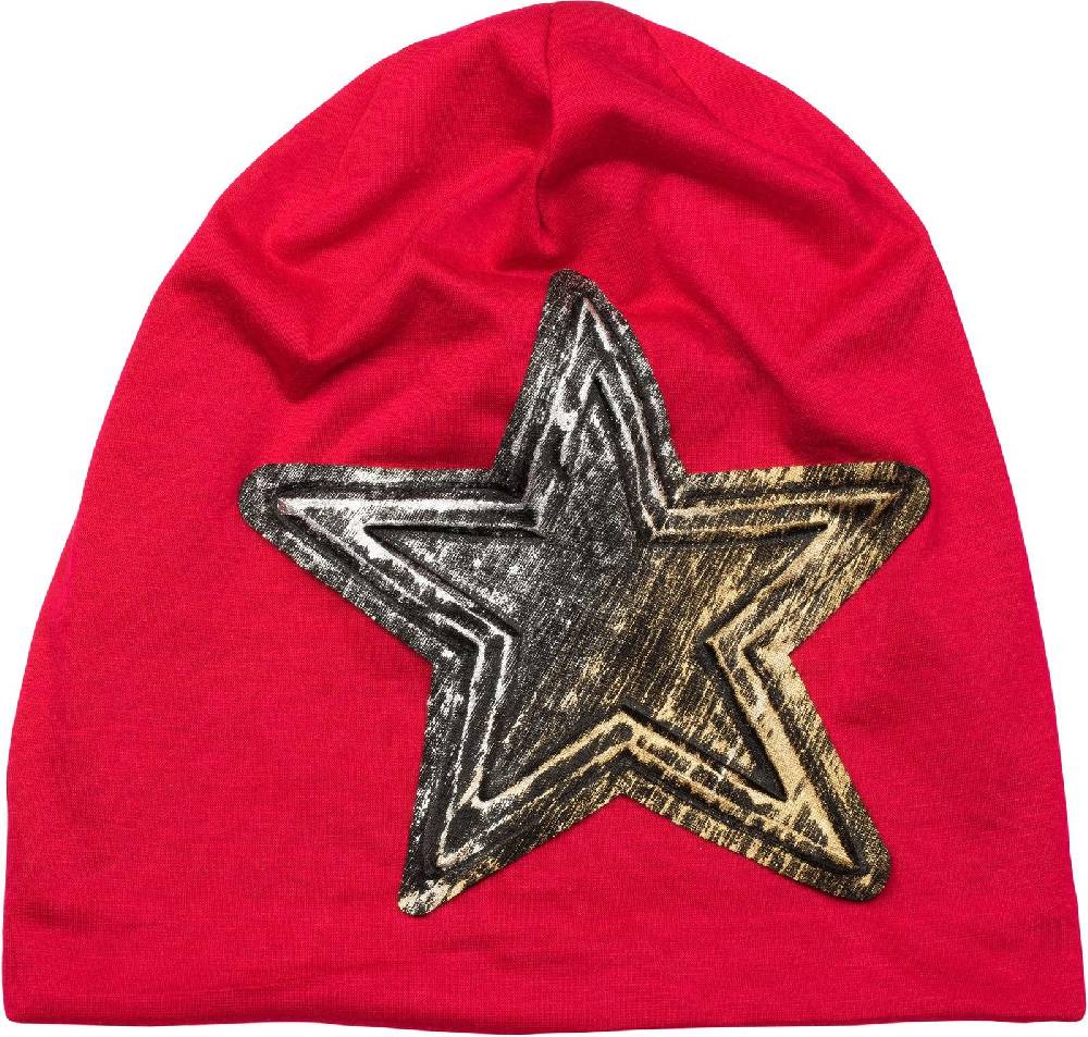 Stylebreaker Beanie mit Metallic Stern Applikation im Angebot
