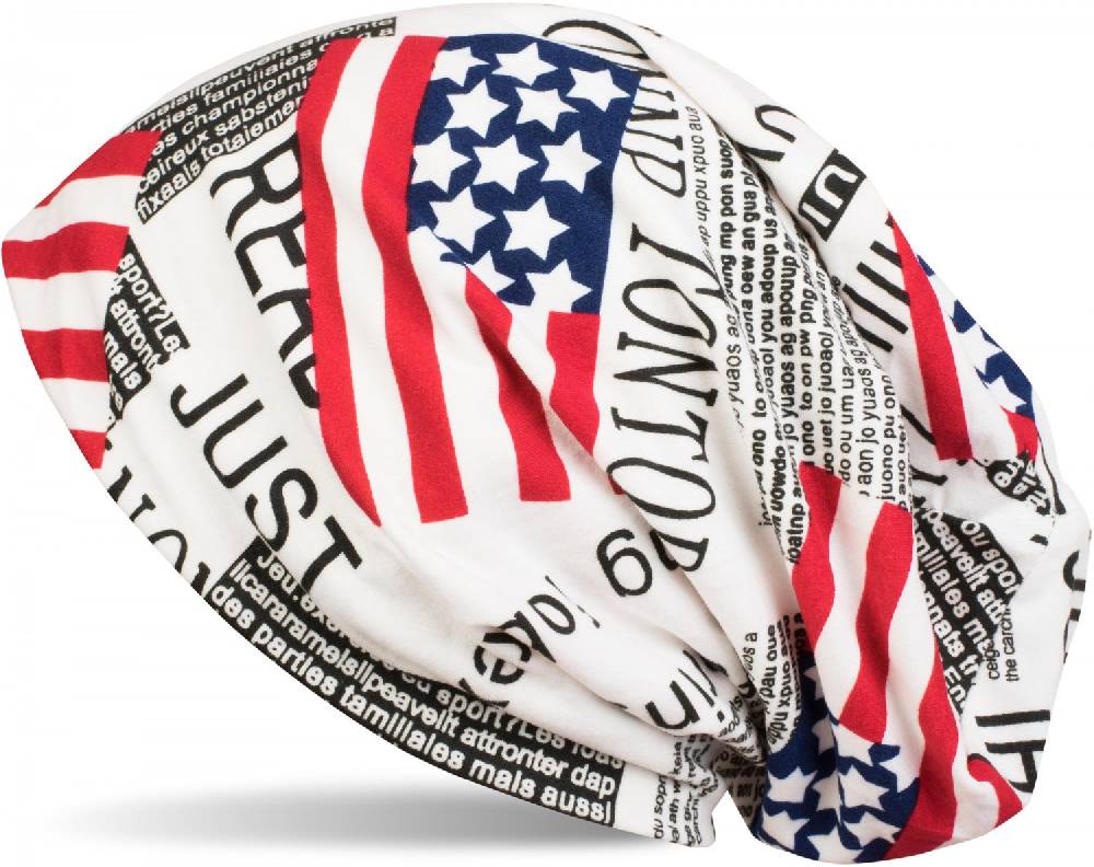 Stylebreaker Beanie im USA & UK Newspaper Look VIP-Rabatte