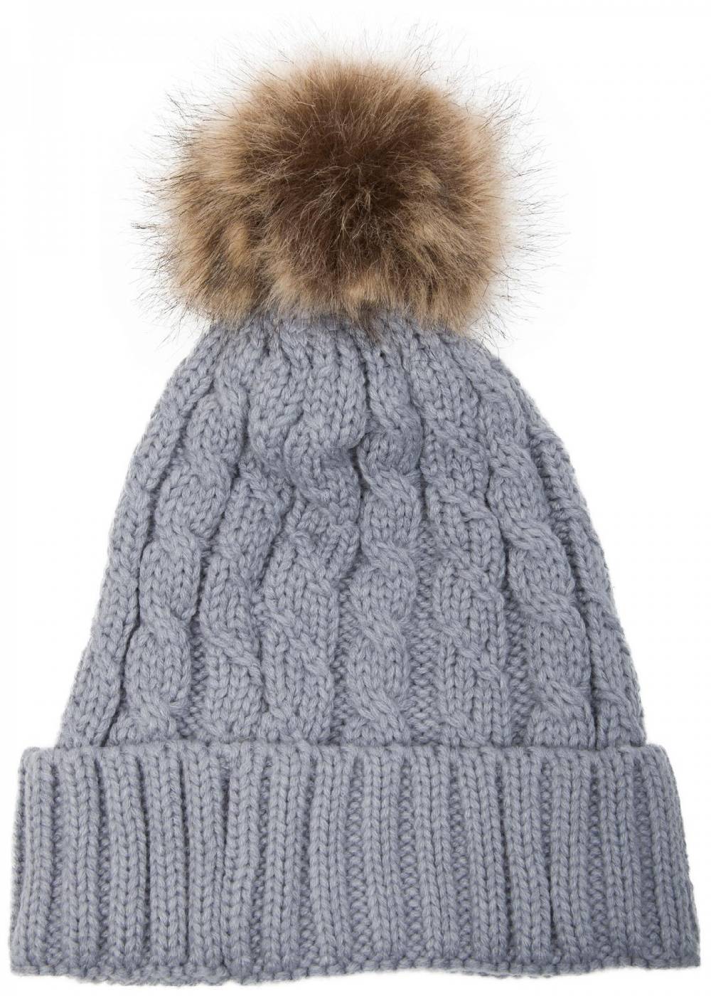 Stylebreaker Strickmütze mit Zopfmuster & Kunstfellbommel Letzte 2 Tage