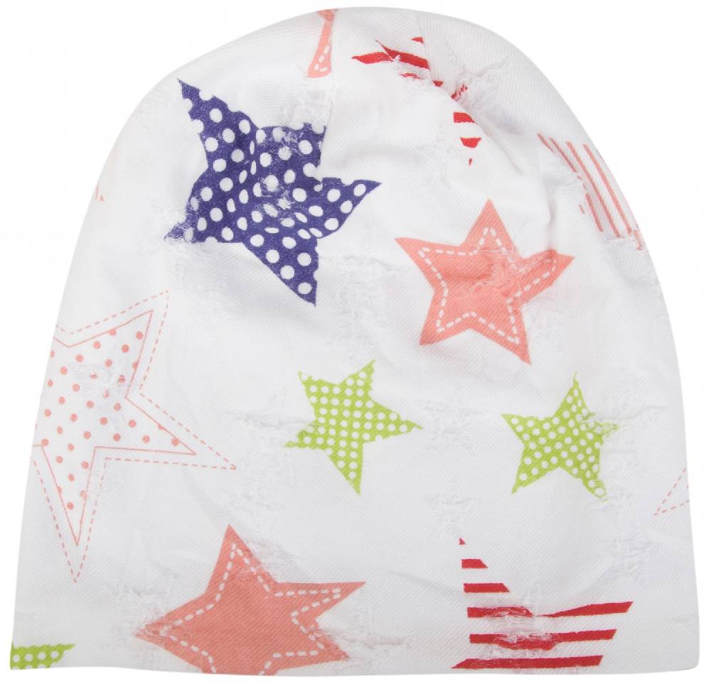 Stylebreaker Beanie Mütze mit bunten Sternen in Destroyed Optik Super Rabatt