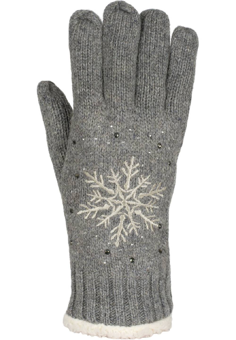 Stylebreaker Strickhandschuhe mit Schneeflocke, Strass und Fleece 2025