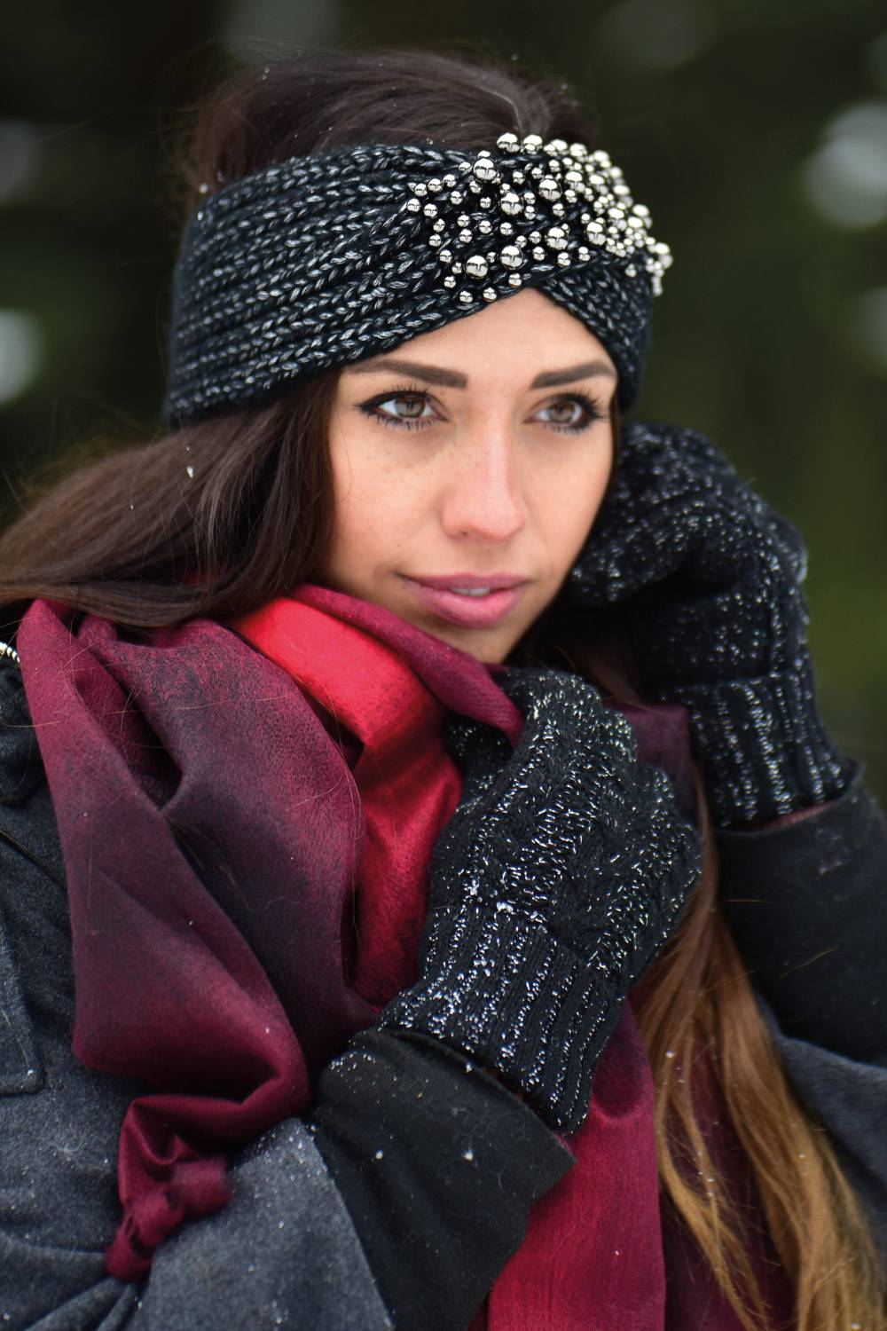Stylebreaker Strick Handschuhe mit Zopfmuster und Metallic Faden Outlet