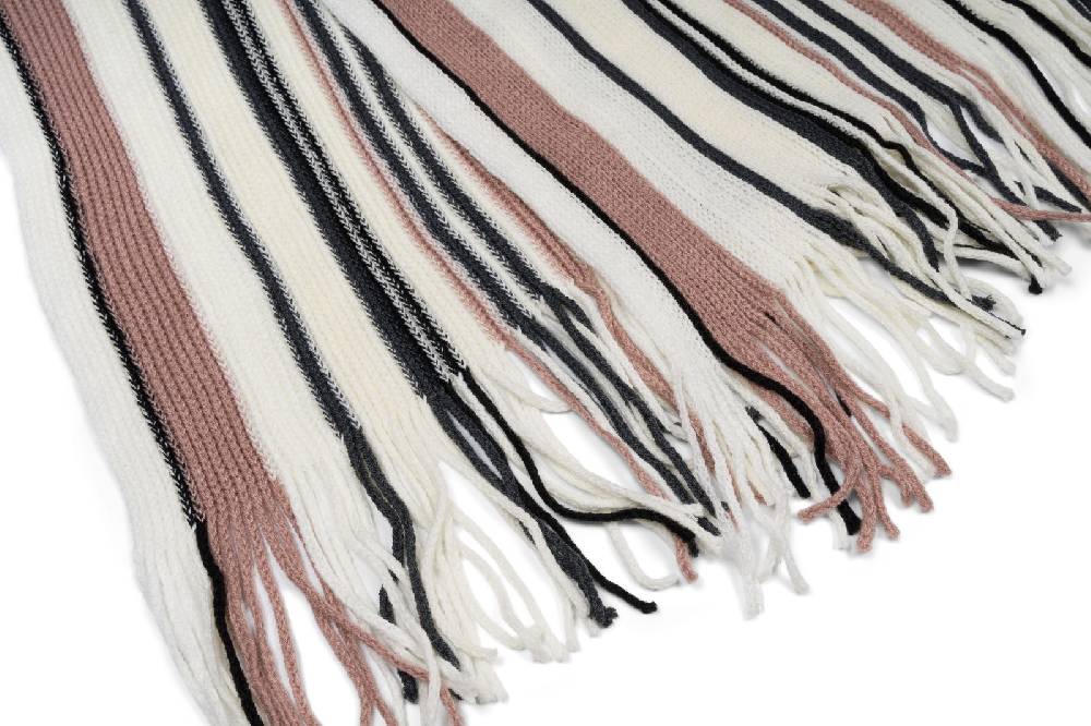 Stylebreaker Feinstrick Schal mit Streifen Muster und Fransen Limitierter Zeitrabatt