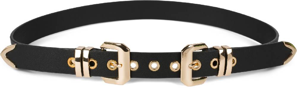 Stylebreaker Doppel Schnallen Gürtel mit goldenen Metall Details Versandkostenfrei