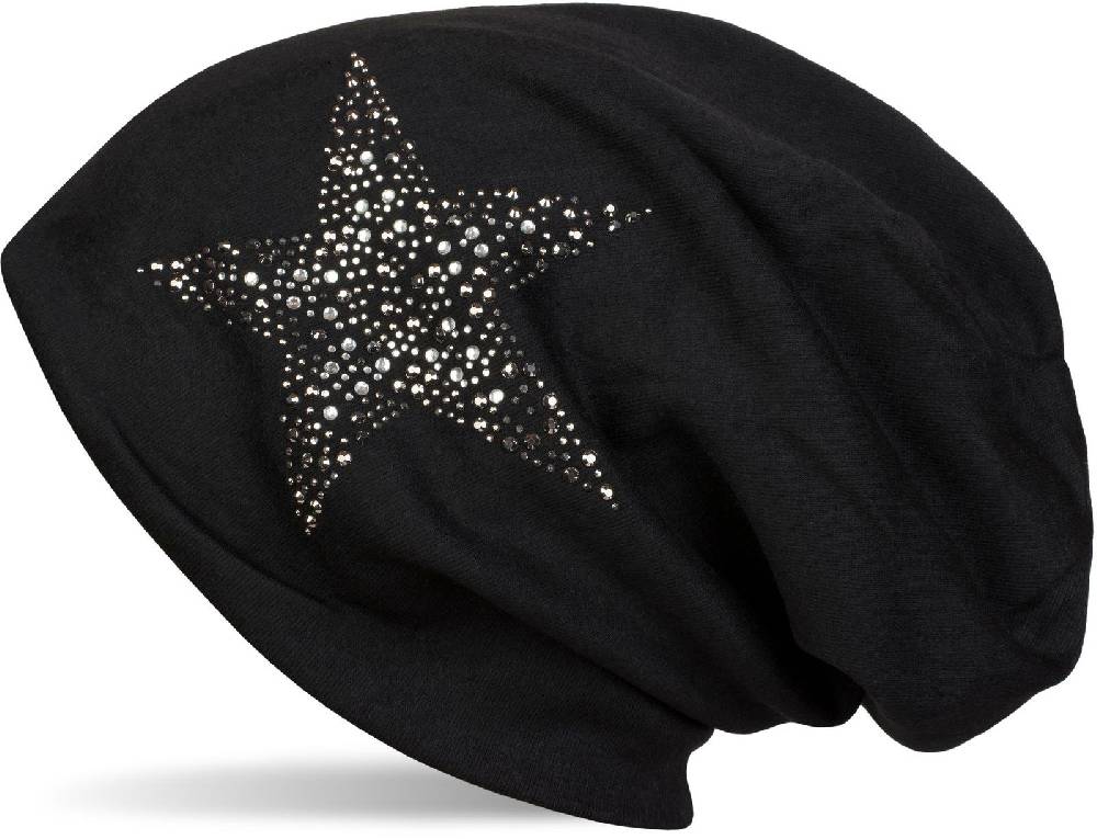 Stylebreaker Beanie Mütze mit Strass Nieten Stern Begrenztes Angebot