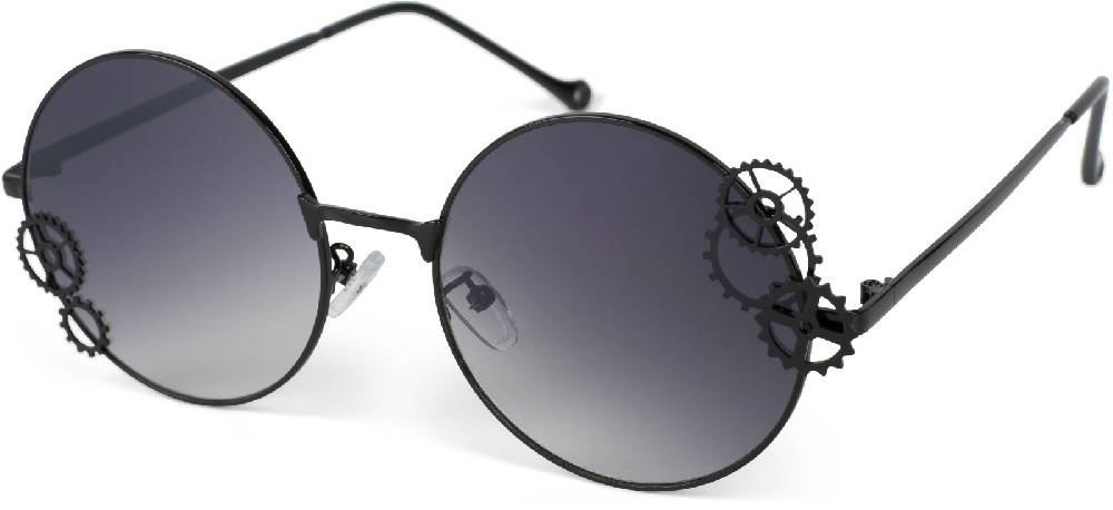 Stylebreaker Runde Sonnenbrille mit Zahnrad Applikation Exklusivangebot