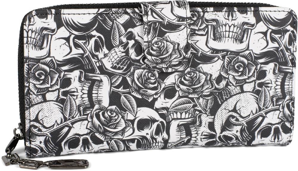 Stylebreaker Große Geldbörse Totenkopf Rosen Muster Saisonale Angebote