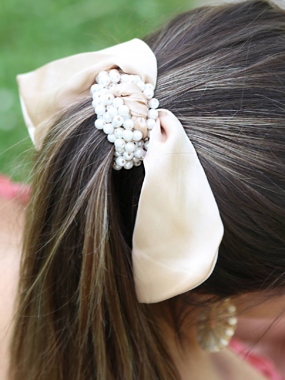 Stylebreaker Perlen Haargummi mit Satin Schleife Riesige Ersparnisse