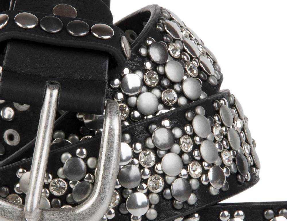Stylebreaker Gürtel mit verschiedenen Nieten und Strass 50% Rabatt mit kostenlosem Versand