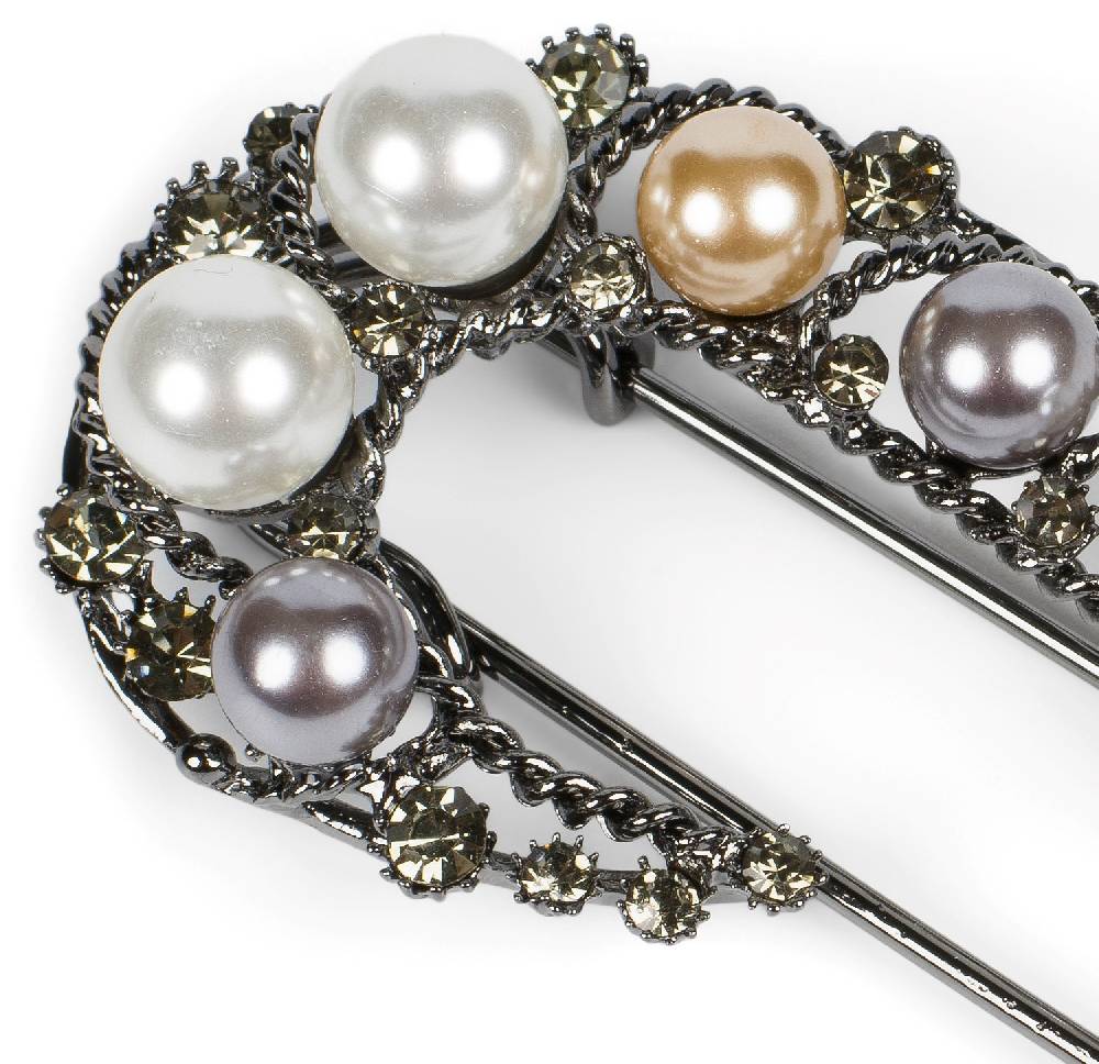 Stylebreaker Große Schmucknadel mit Strass und Perlen Fabrikladen