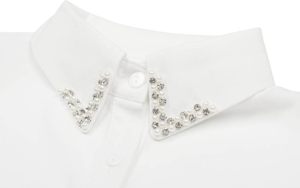 Stylebreaker Blusenkragen mit Perlen und Strass 2025