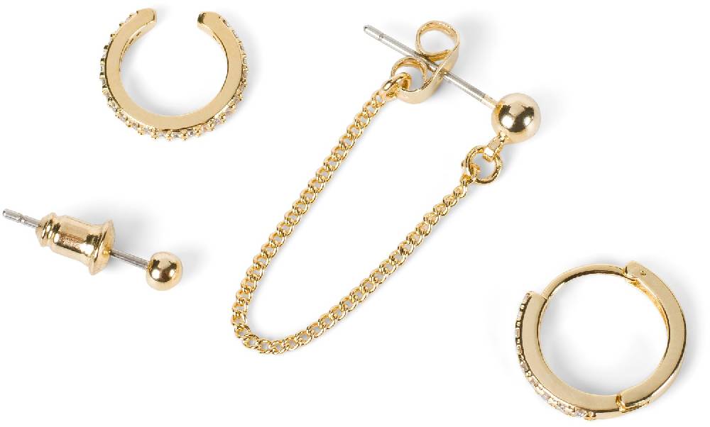 Stylebreaker 4-Teiliges Ohrring Set mit Strass im Angebot
