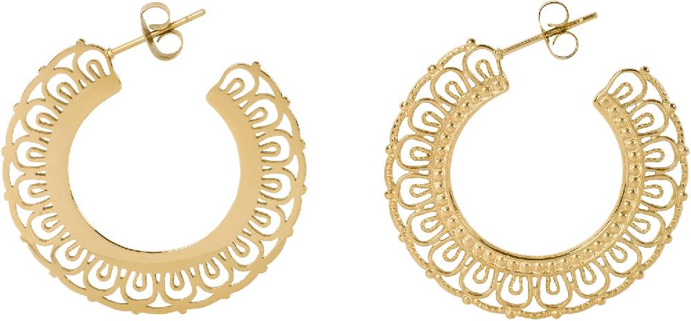Stylebreaker Edelstahl Creolen Ohrringe mit Ornament Verzierung Günstiger Verkauf