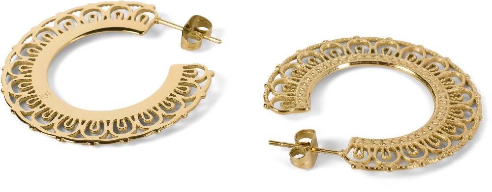 Stylebreaker Edelstahl Creolen Ohrringe mit Ornament Verzierung Günstiger Verkauf