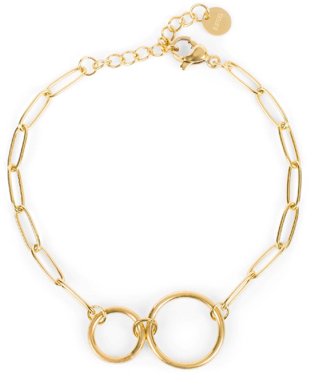 Stylebreaker Edelstahl Glieder Armkette mit Ring Anhängern
