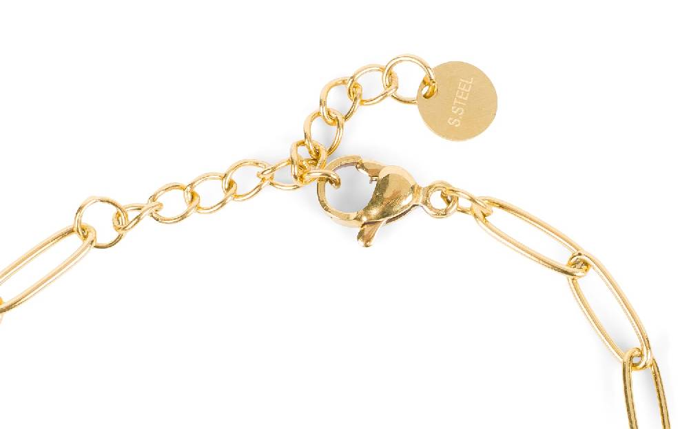 Stylebreaker Edelstahl Glieder Armkette mit Ring Anhängern Kostenloser Versand