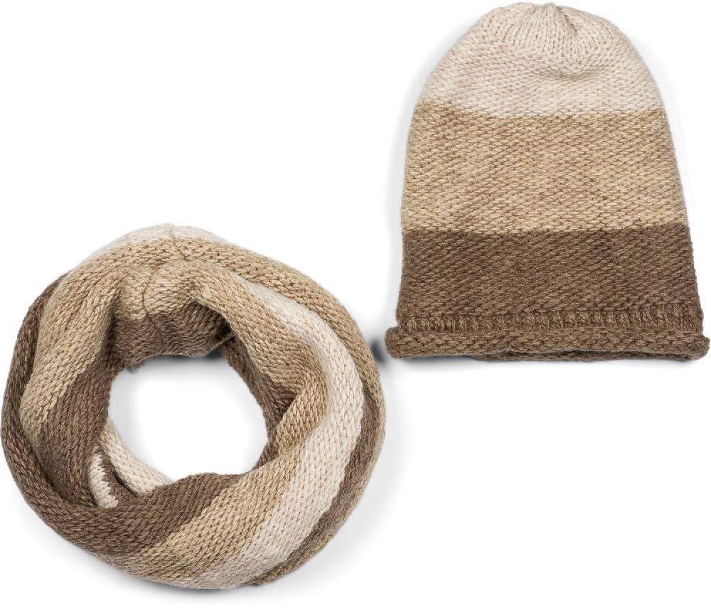 Stylebreaker Strick Loop und Mütze Set mit Streifen Muster