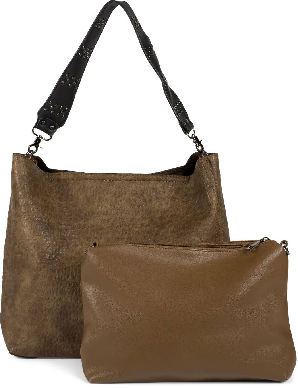 Stylebreaker 2 in 1 Schultertasche mit Nietengurt und Innentasche Sonderangebote