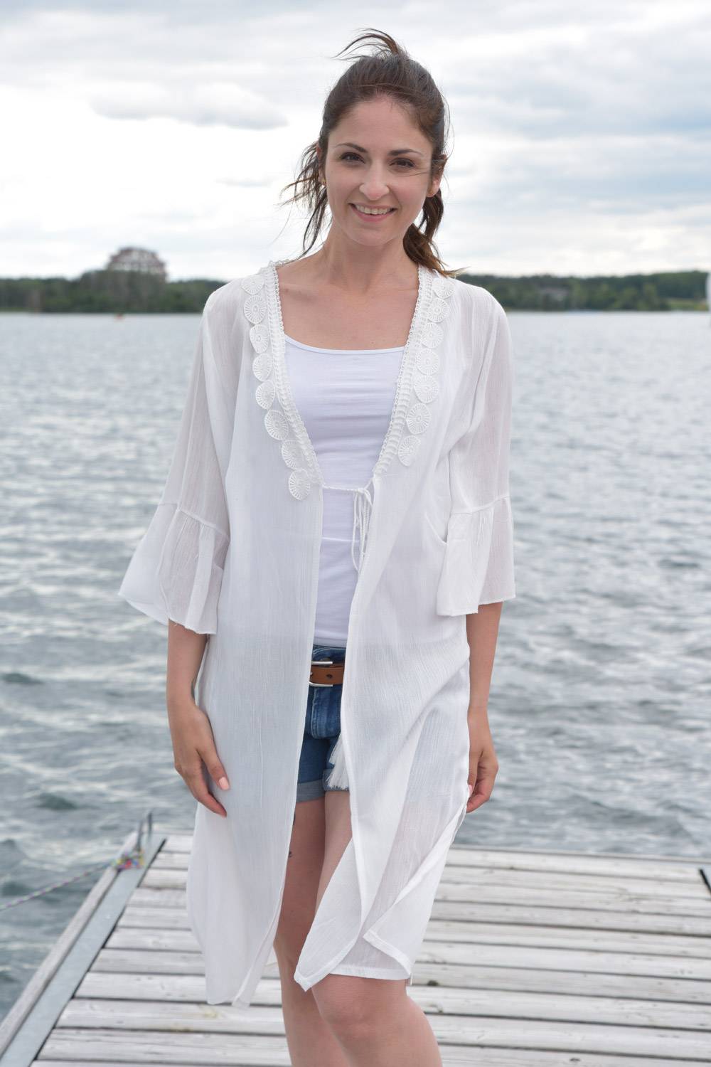 Stylebreaker Leichter Kurzarm Kimono mit Stickerei Discount Store für neue Produkte