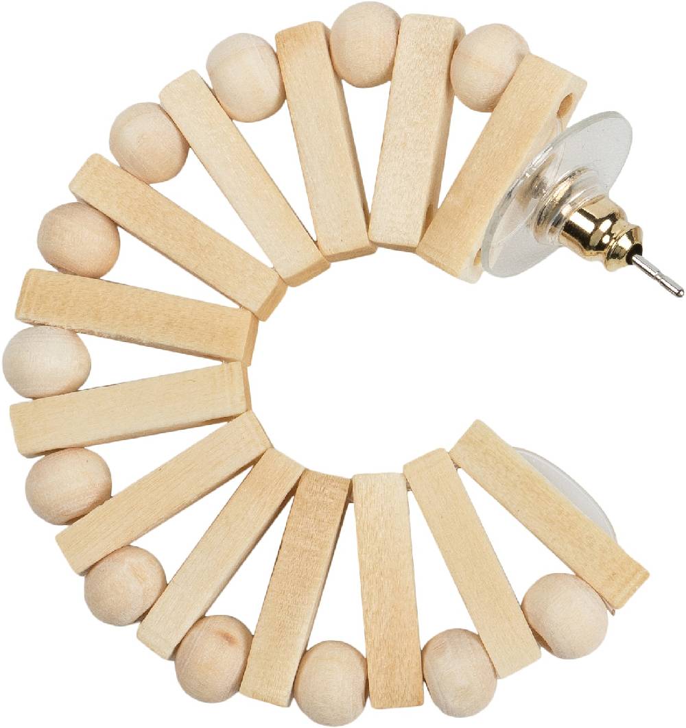 Stylebreaker Holz Creolen Ohrringe mit Perlen und Stäbchen Black Friday Preise