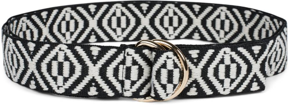 Stylebreaker Stoff Gürtel mit Azteken Muster und D-Ring Schnalle