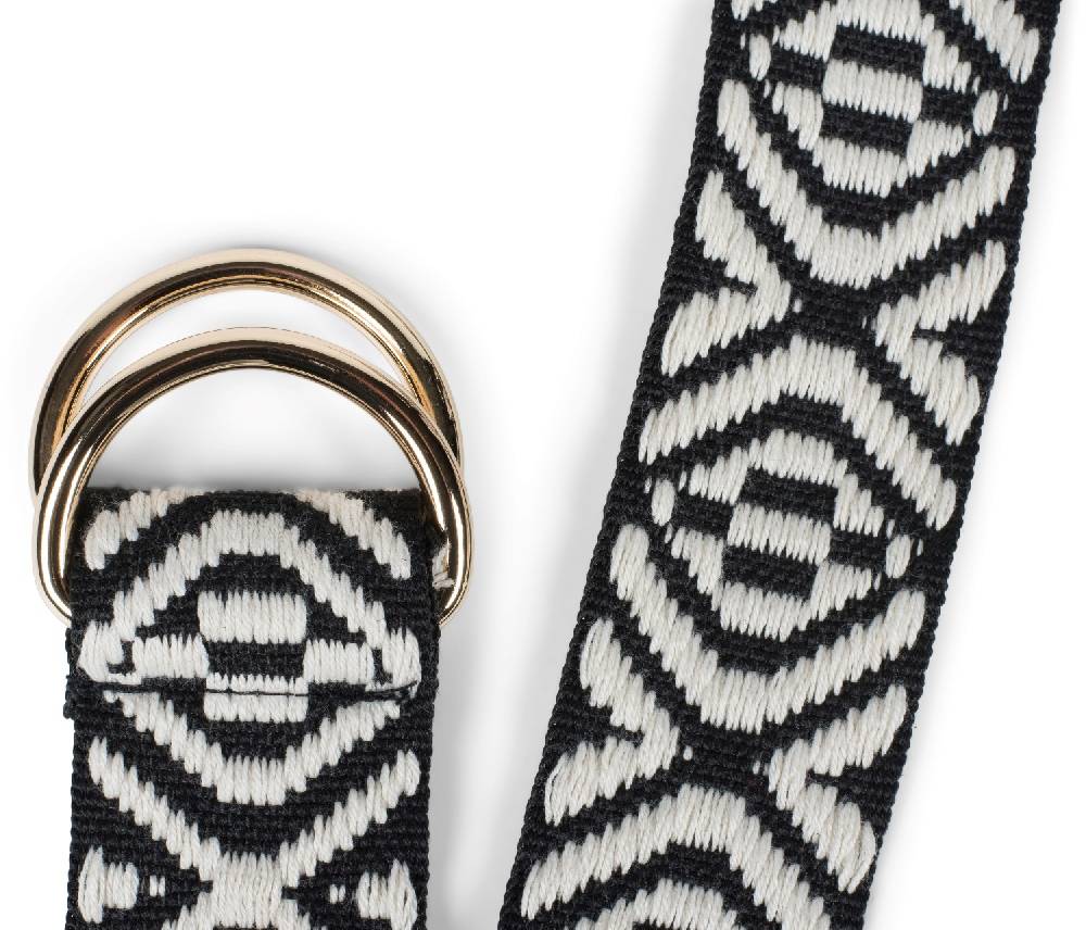 Stylebreaker Stoff Gürtel mit Azteken Muster und D-Ring Schnalle Fabrikverkauf