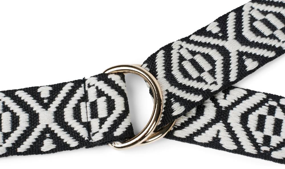 Stylebreaker Stoff Gürtel mit Azteken Muster und D-Ring Schnalle Fabrikverkauf