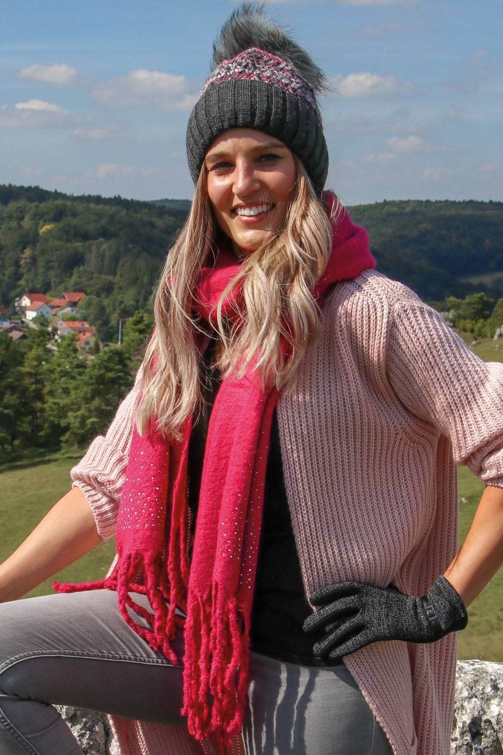 Stylebreaker Weicher Schal mit Strass und Fransen Letzte 3 Tage